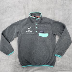 Patagonia Synchilla Charcoal Fleece with Teal Details Size Small LOGO